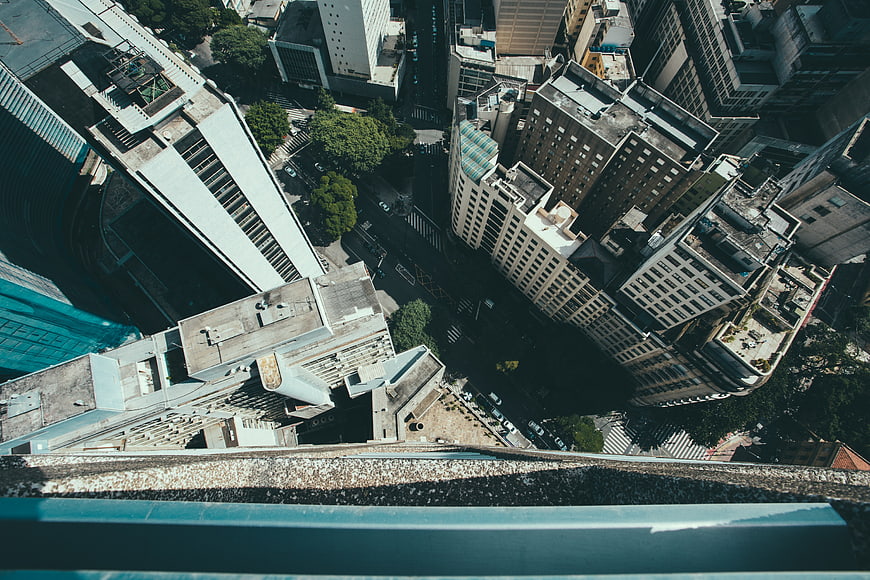 Aerial View of Urban Cityscape from High-Rise Building
