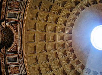 Pantheon Dome Interior with Oculum and Coffered Ceiling