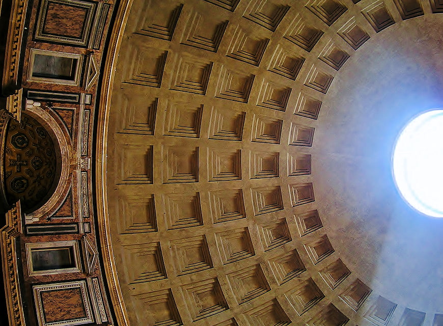 Pantheon Dome Interior with Oculum and Coffered Ceiling