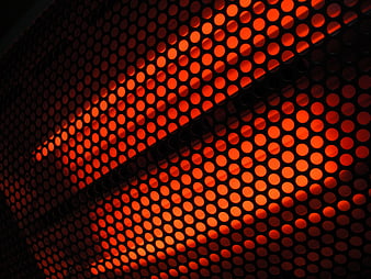 Abstract Glowing Red Perforated Metal Grid Pattern