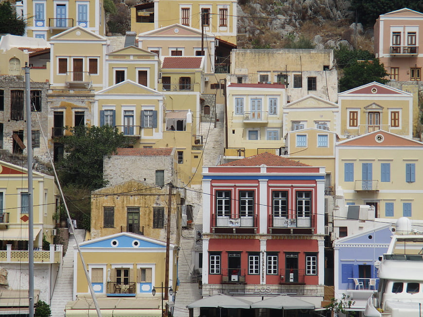 Colorful Traditional Houses on a Hillside in Greece
