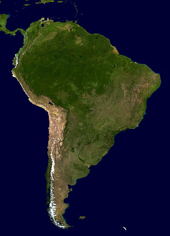Satellite View of South America Continent Geography