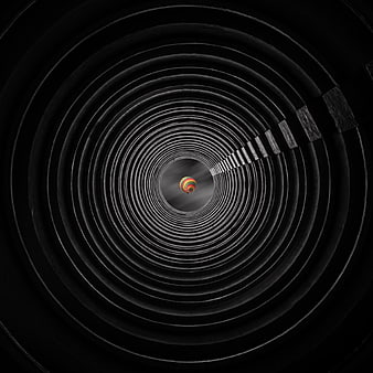 Hot Air Balloon In Dark Spiral Tunnel