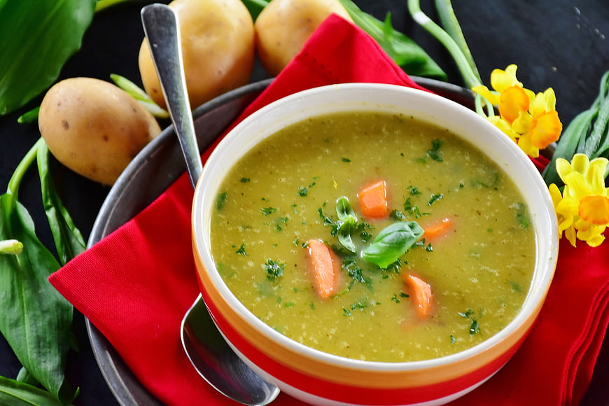 Creamy Potato and Wild Garlic Soup with Carrots