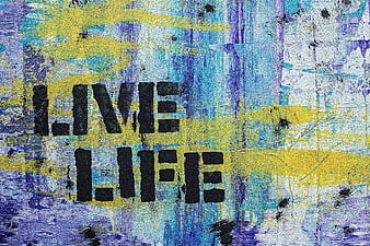 Abstract Live Life Stencil Art on Textured Background