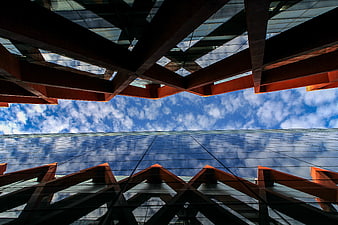 Modern Architecture Steel Structure Blue Sky Reflection