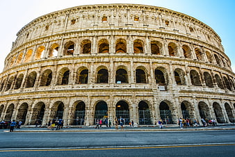 Colosseum in Rome, Italy with Tourists