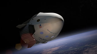 SpaceX Dragon spacecraft orbiting Earth in space