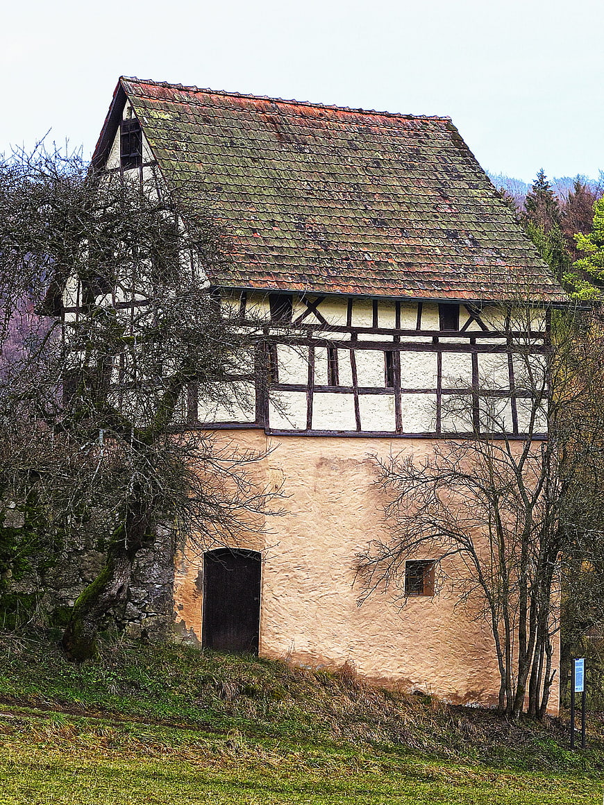Old Half-Timbered Barn in Franconian Countryside