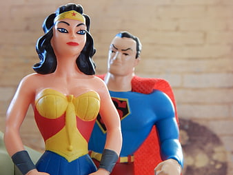 Wonder Woman and Superman vintage action figures