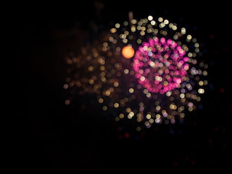 Abstract Blurred Fireworks Bokeh on Black Background