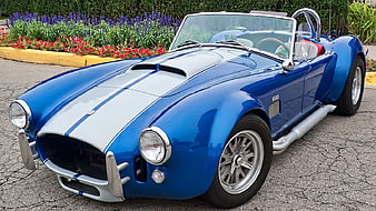 Classic Blue Cobra Convertible with Silver Stripes