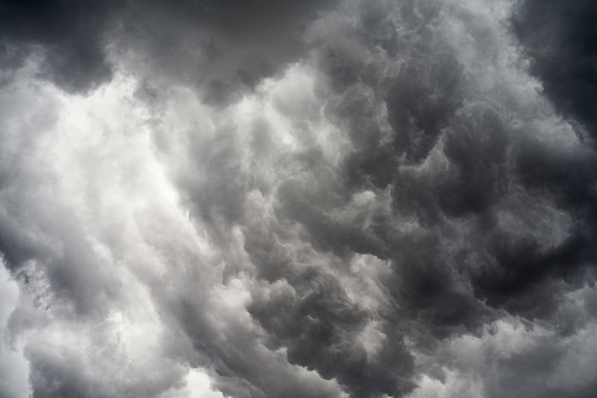 Dramatic dark storm clouds filling the sky