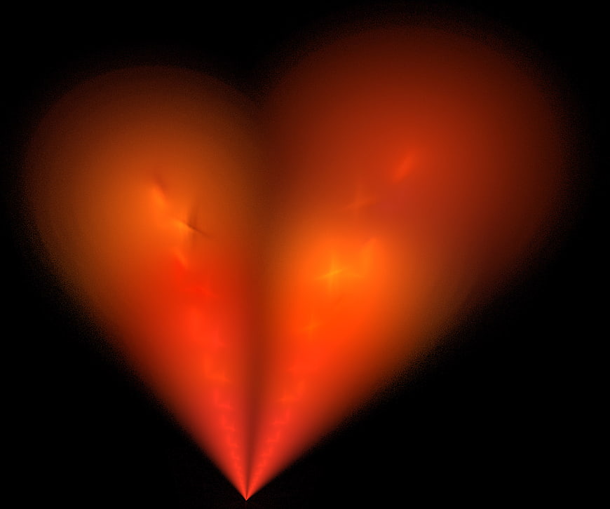 Glowing Red Fractal Heart on Black Background