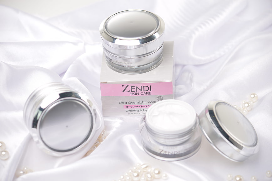 Zendi Skin Care Ultra Overnight Mask on White Silk