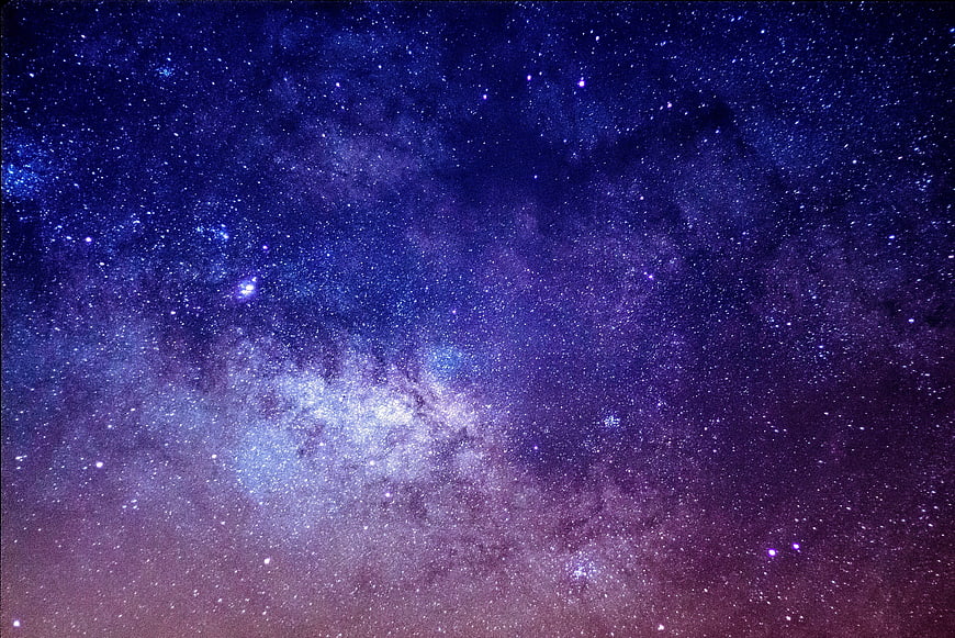 Stunning Milky Way Galaxy Night Sky with Purple and Blue Stars
