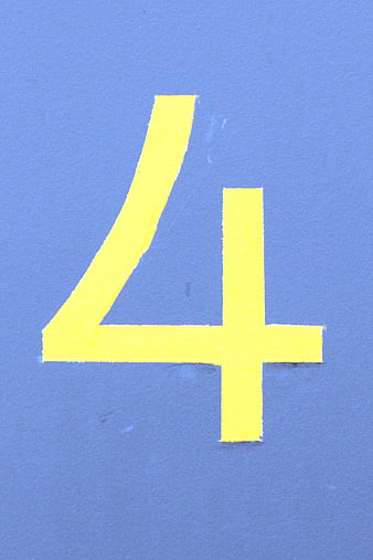 Yellow Number Four Digit On Blue Background