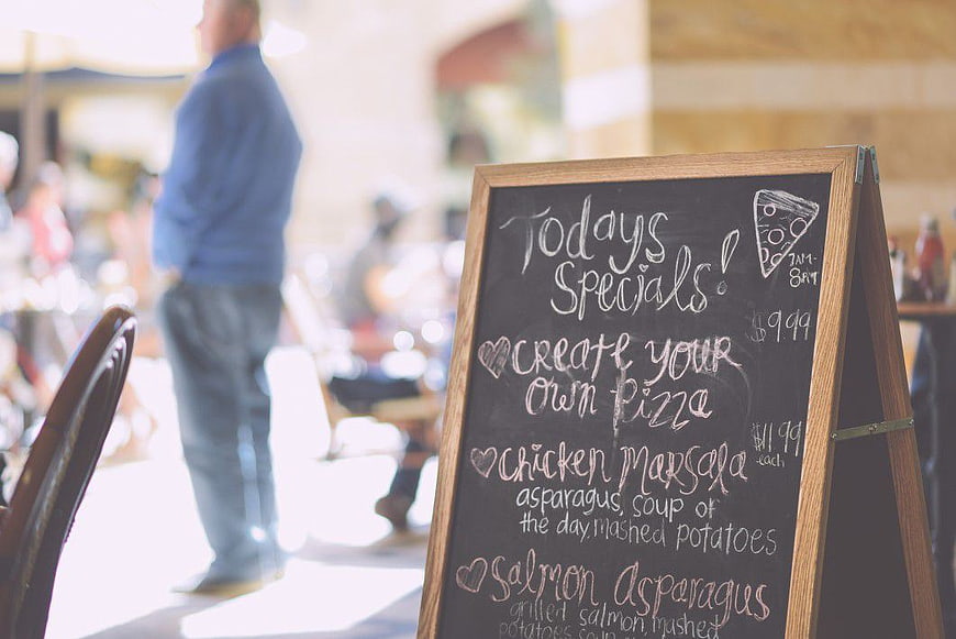 Handwritten Chalkboard Menu with Daily Specials in Restaurant