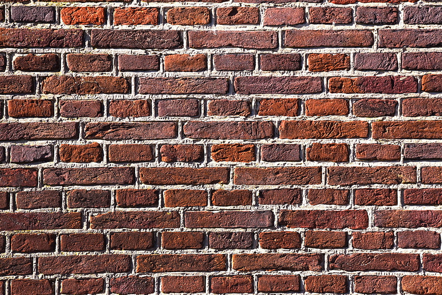 Red Brick Wall Texture With White Mortar Joints