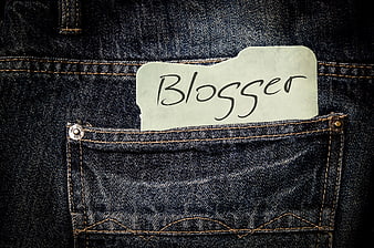 Blogger Note in Denim Jeans Pocket Close-Up