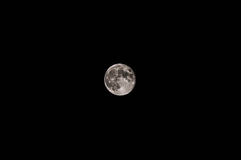 Full Moon in Black Night Sky