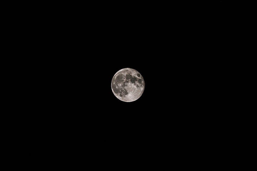 Full Moon in Black Night Sky