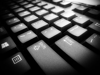 Black and White Close Up of Computer Keyboard Keys