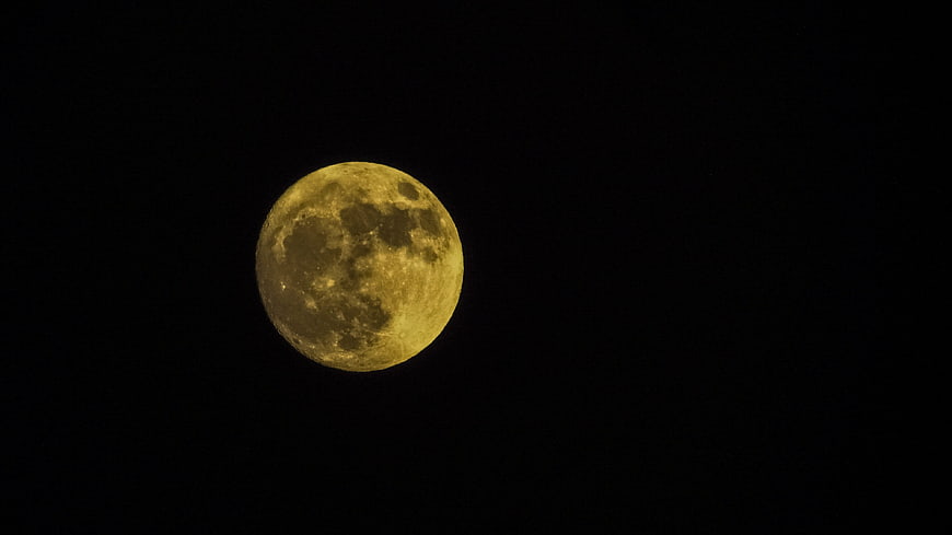 Full Moon in Dark Night Sky with Craters