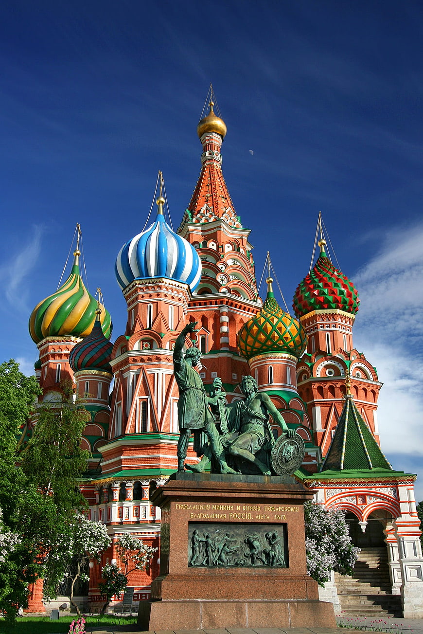 St. Basil's Cathedral and Minin and Pozharsky Monument in Moscow