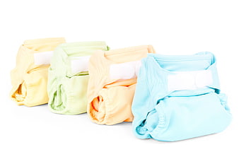 Colorful Reusable Cloth Diapers Isolated on White Background