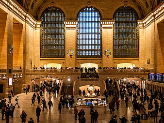 Grand Central Terminal Main Concourse with Christmas Wreaths