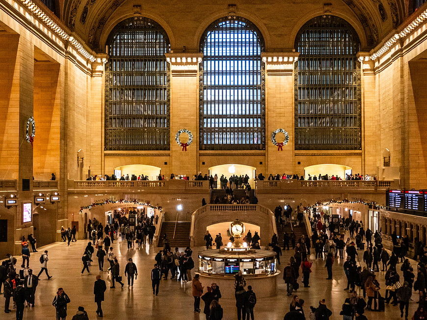 Grand Central Terminal Main Concourse with Christmas Wreaths
