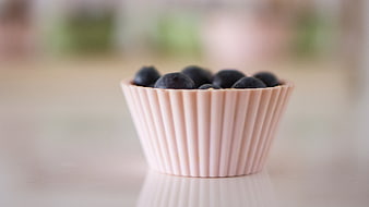 Fresh Blueberries in Pink Silicone Cupcake Liner