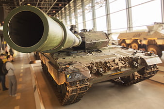 Military Tank Cannon Barrel in Museum Exhibition