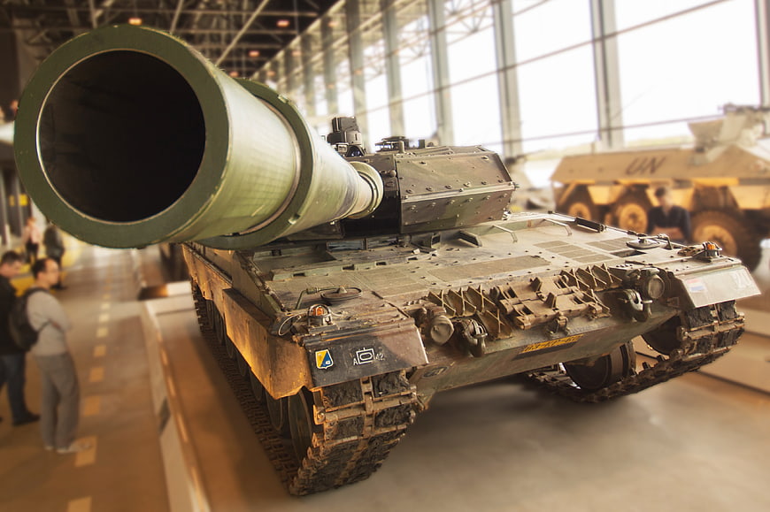 Military Tank Cannon Barrel in Museum Exhibition