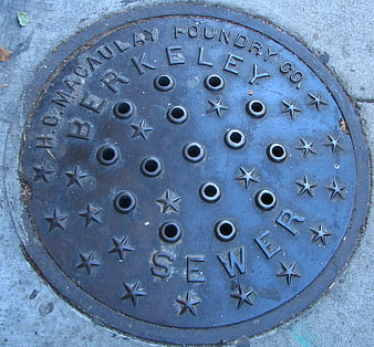 Vintage Berkeley Sewer Manhole Cover with Star Pattern