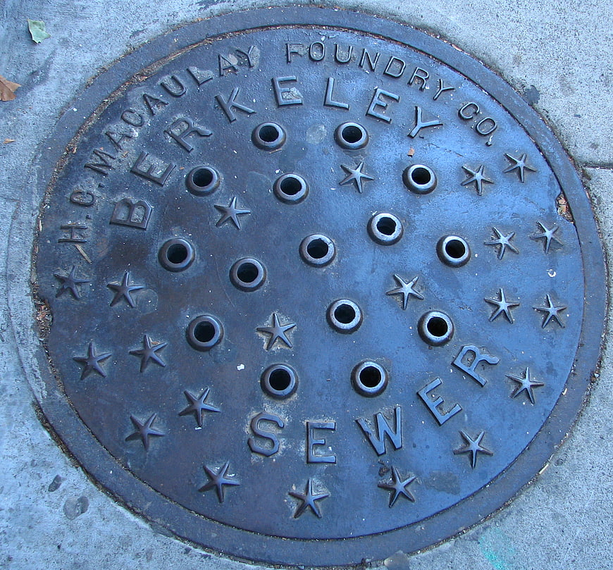Vintage Berkeley Sewer Manhole Cover with Star Pattern