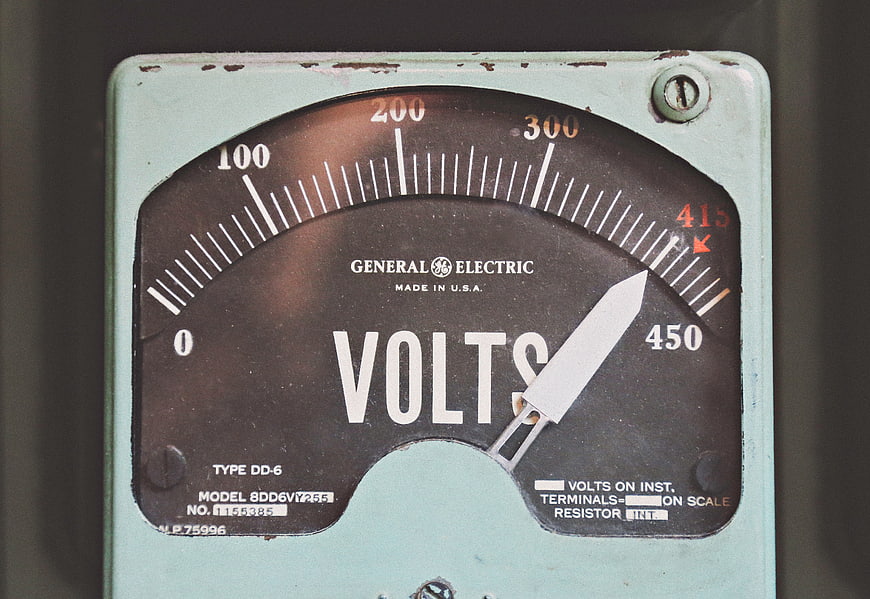 Vintage General Electric Voltmeter Gauge Close-Up