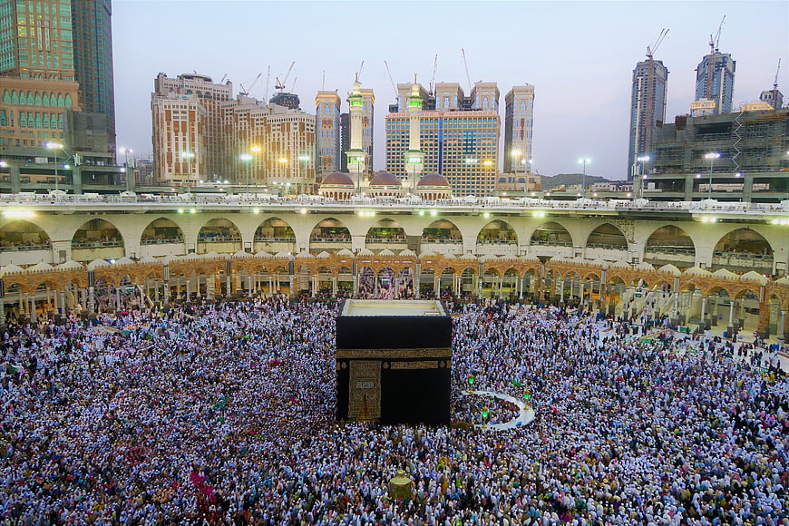 Aerial View of Kaaba and Hajj Pilgrims in Mecca
