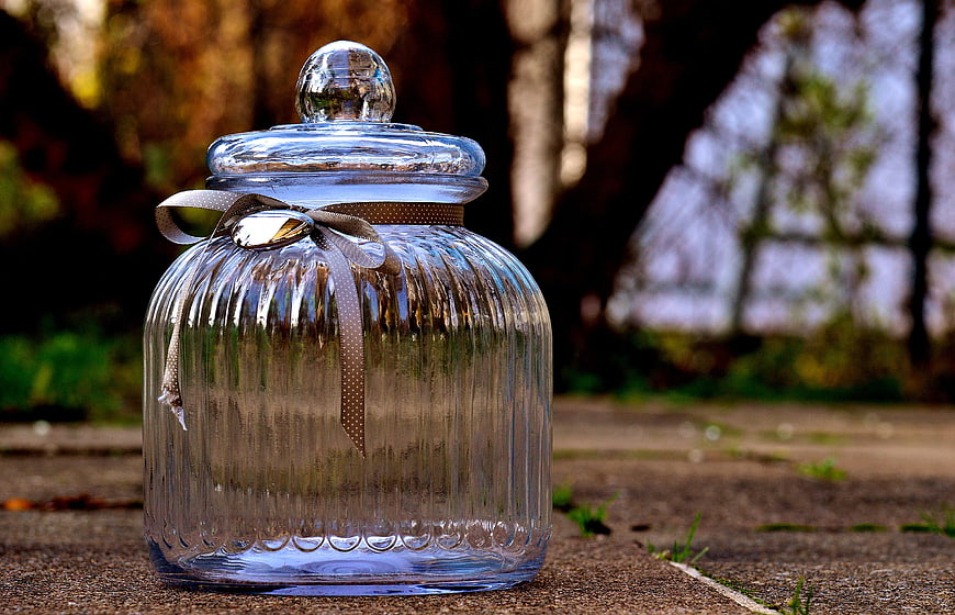 Decorative Glass Candy Jar With Ribbon And Lid