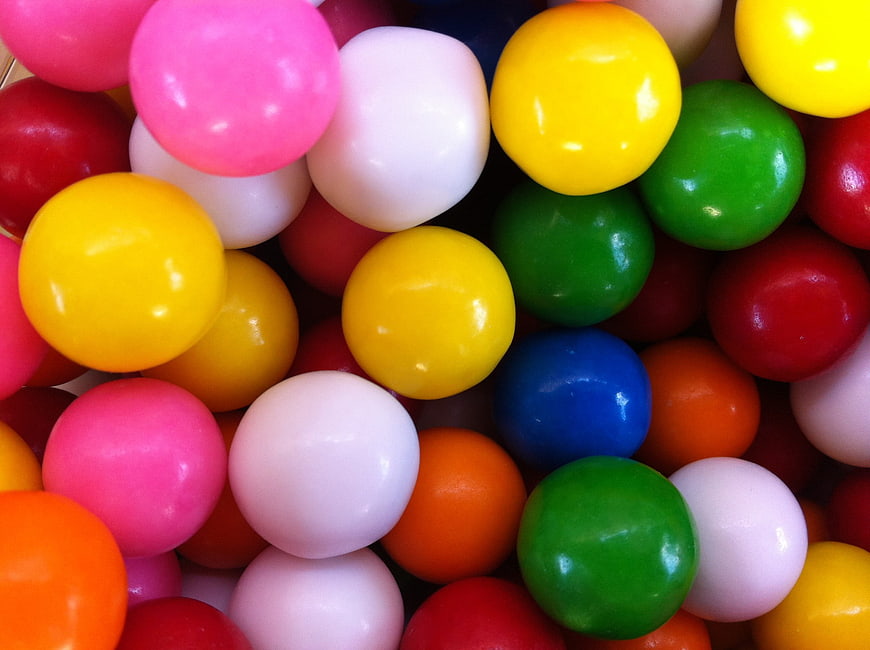 Close-up of colorful round candies in vibrant hues