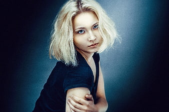 Studio Portrait of Young Woman With Blonde Hair