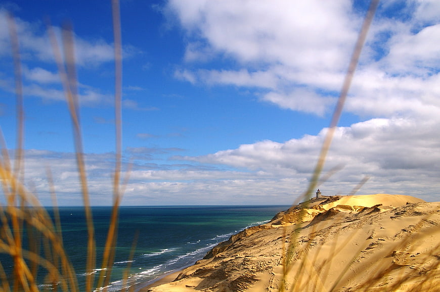 Scenic View of Rubjerg Knude Lighthouse on Sand Dunes
