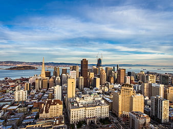 Aerial View of San Francisco Skyline and Bay