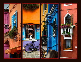 Colorful Burano Italy Architecture Collage
