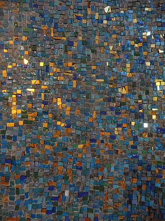 Abstract Blue and Gold Mosaic Tile Texture Background