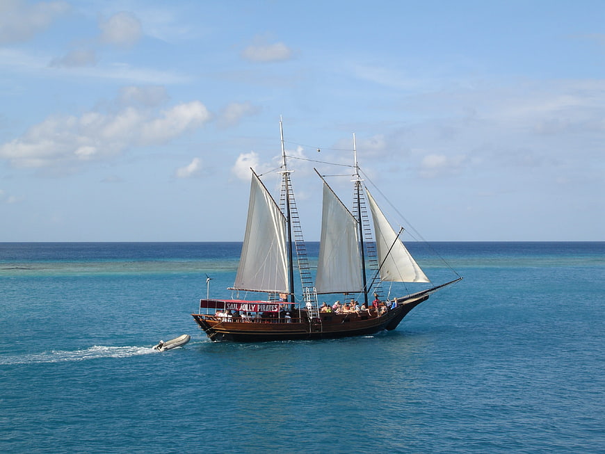 Pirate-themed sailboat cruise on turquoise Caribbean waters