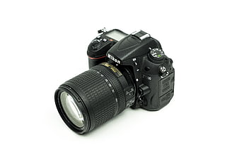 Black Nikon DSLR Camera on White Background