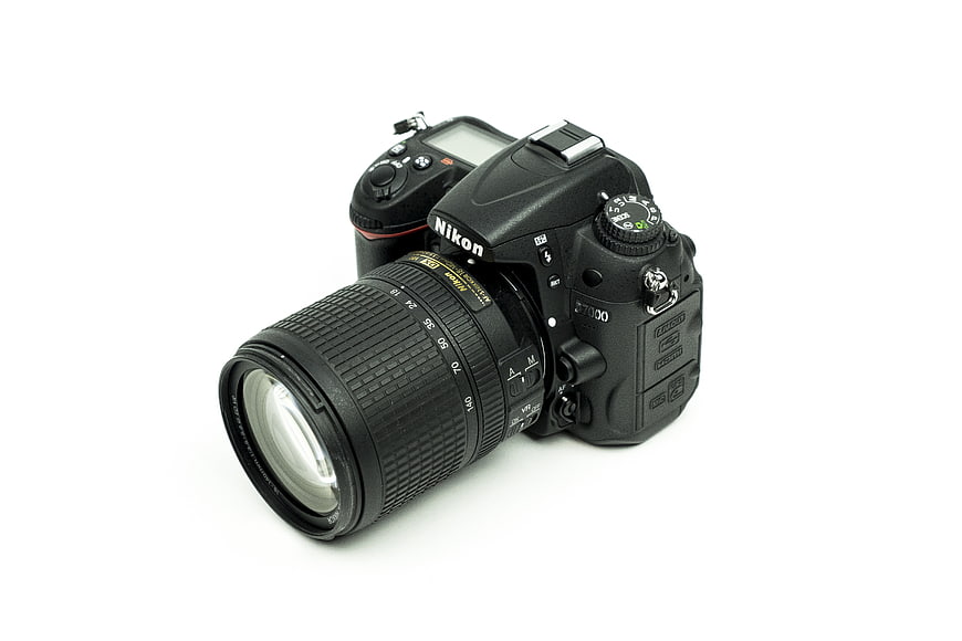 Black Nikon DSLR Camera on White Background