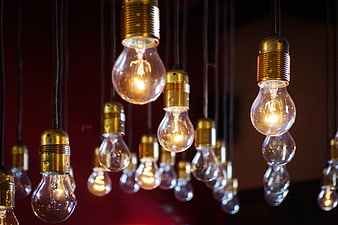 Hanging Vintage Light Bulbs with Warm Glow